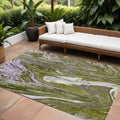 10' X 14' Olive Green Purple And Beige Abstract Washable Indoor Outdoor Area Rug