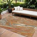 9' X 12' Brown Beige And Gray Abstract Washable Indoor Outdoor Area Rug