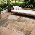 10' X 14' Terra Cotta Gray And Brown Abstract Washable Indoor Outdoor Area Rug
