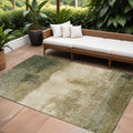 10' X 14' Fern Green And Beige Abstract Washable Indoor Outdoor Area Rug