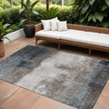 10' X 14' Gray Black And Brown Abstract Washable Indoor Outdoor Area Rug