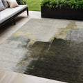 10' X 14' Khaki Light Green And Black Abstract Washable Indoor Outdoor Area Rug
