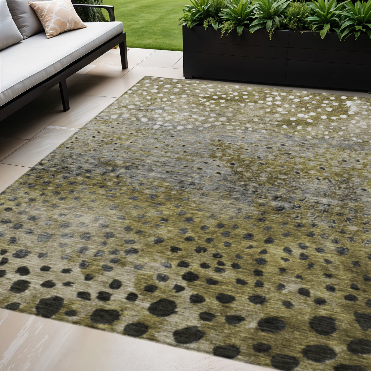 8' X 10' Brown Gray And Ivory Abstract Washable Indoor Outdoor Area Rug