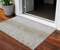 3' X 5' Taupe Green And Ivory Abstract Washable Indoor Outdoor Area Rug