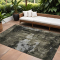 8' X 10' Charcoal And Black Abstract Washable Indoor Outdoor Area Rug