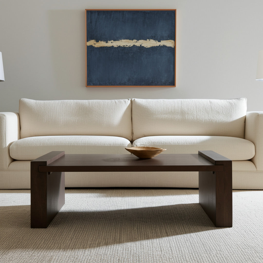 48'' Dark Brown Solid Wood Sled Coffee Table