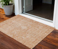 3' X 5' Salmon And Terra Cotta Damask Washable Indoor Outdoor Area Rug