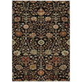 5' X 8' Black Brown And Red Floral Washable Indoor Outdoor Area Rug