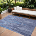 3' X 5' Pewter And Blue Southwestern Washable Indoor Outdoor Area Rug
