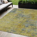 5' X 8' Gold Green And Gray Abstract Washable Indoor Outdoor Area Rug