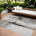 9' X 12' Brown Black And Gray Abstract Washable Indoor Outdoor Area Rug