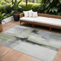 8' X 10' Sage Black And Gray Abstract Washable Indoor Outdoor Area Rug