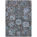 8' X 10' Chocolate And Aqua Damask Washable Indoor Outdoor Area Rug