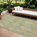 10' X 14' Sage And Green Damask Washable Indoor Outdoor Area Rug