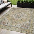 5' X 8' Wheat Terra Cotta And Black Oriental Washable Indoor Outdoor Area Rug