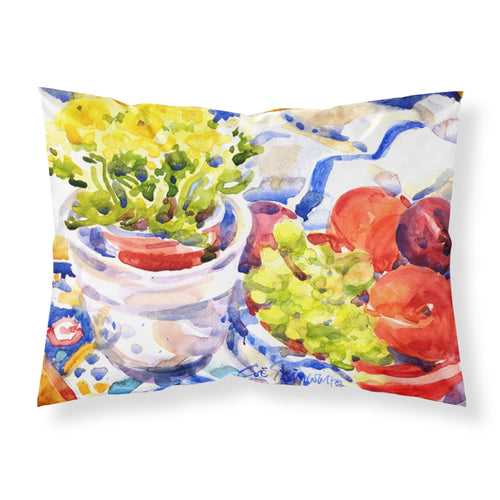 'Caroline'S Treasures 6037Pillowcase Apples Plums Grapes With Flowers Moisture Wicking Fabric Standard Pillowcase, Large, Multi
