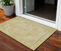 3' X 5' Gold Tan And Beige Oriental Washable Indoor Outdoor Area Rug