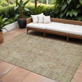 9' X 12' Beige Brown And Green Oriental Washable Indoor Outdoor Area Rug