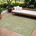 9' X 12' Sage Green And Brown Oriental Washable Indoor Outdoor Area Rug