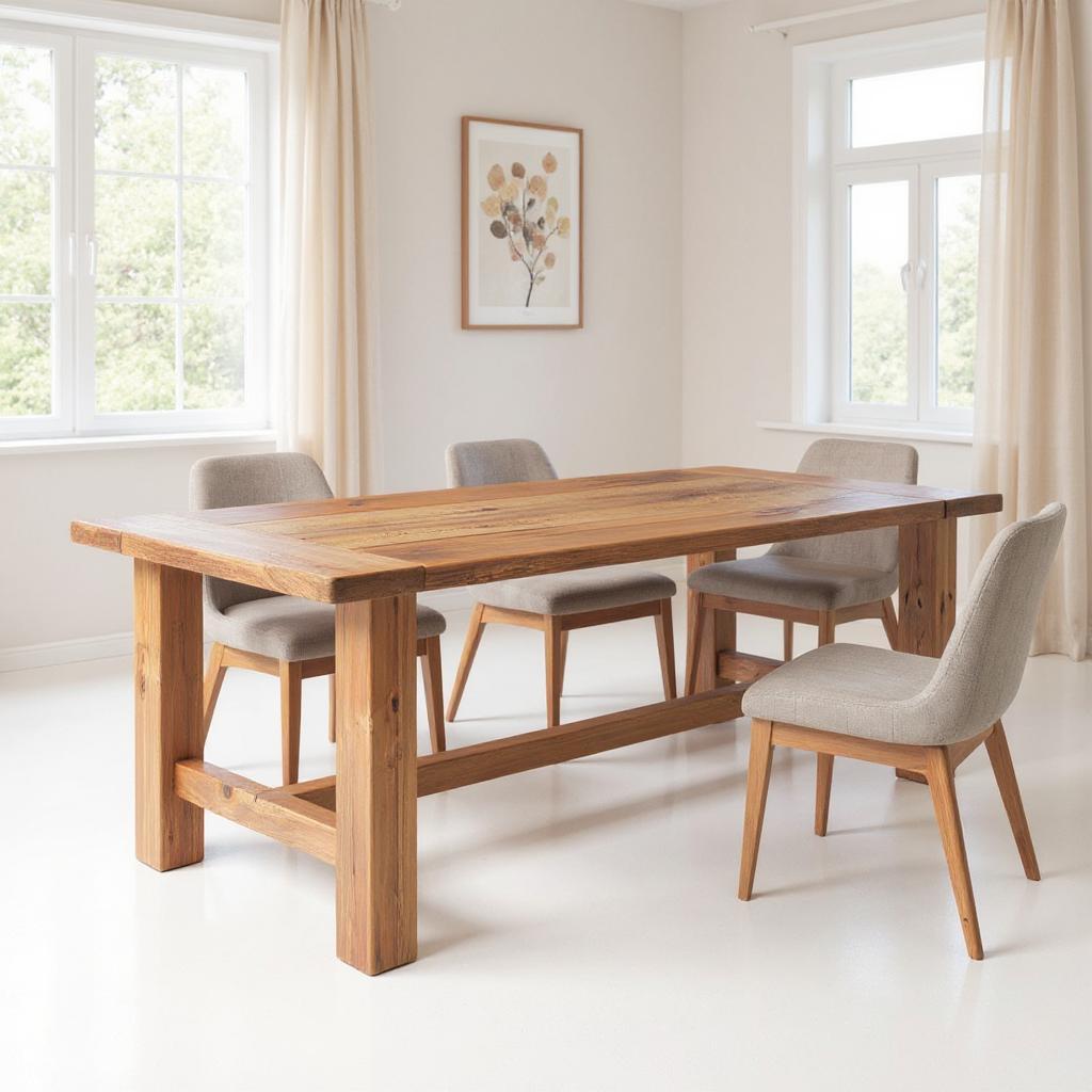 95 Natural Reclaimed Wood Trestle Base Dining Table
