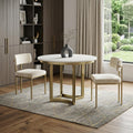 36 Gray Marble Pedestal Base Round Top Dining Table