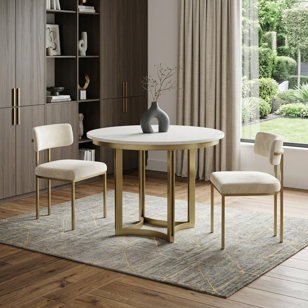 36 Gray Marble Pedestal Base Round Top Dining Table