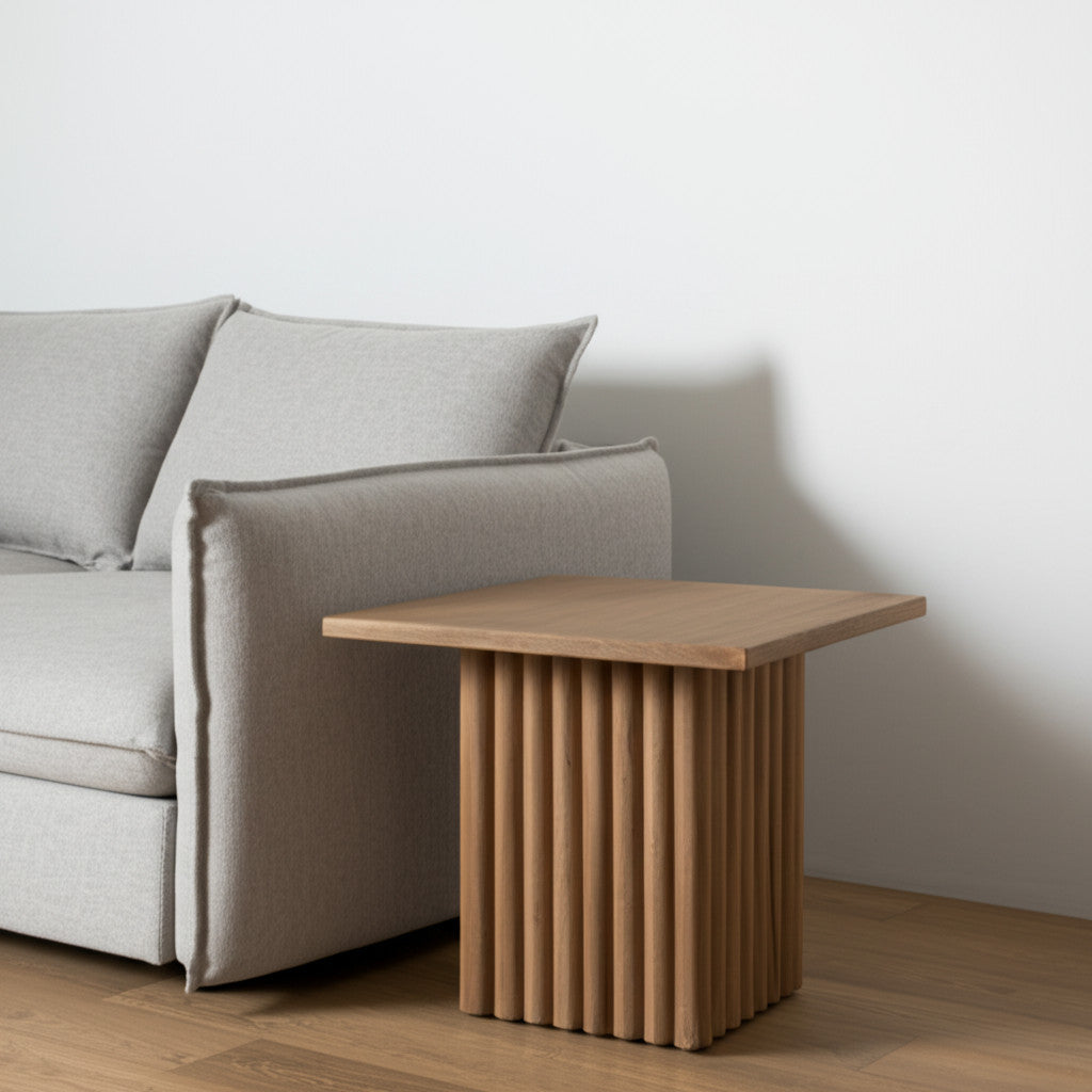 22'' Brown Solid Wood Square Block End Table