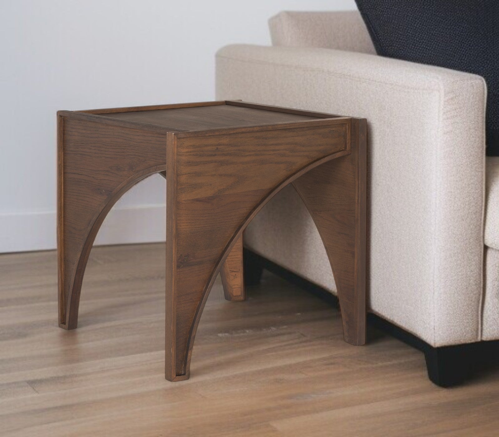 24'' Brown Wood Modern Arched Square End Table