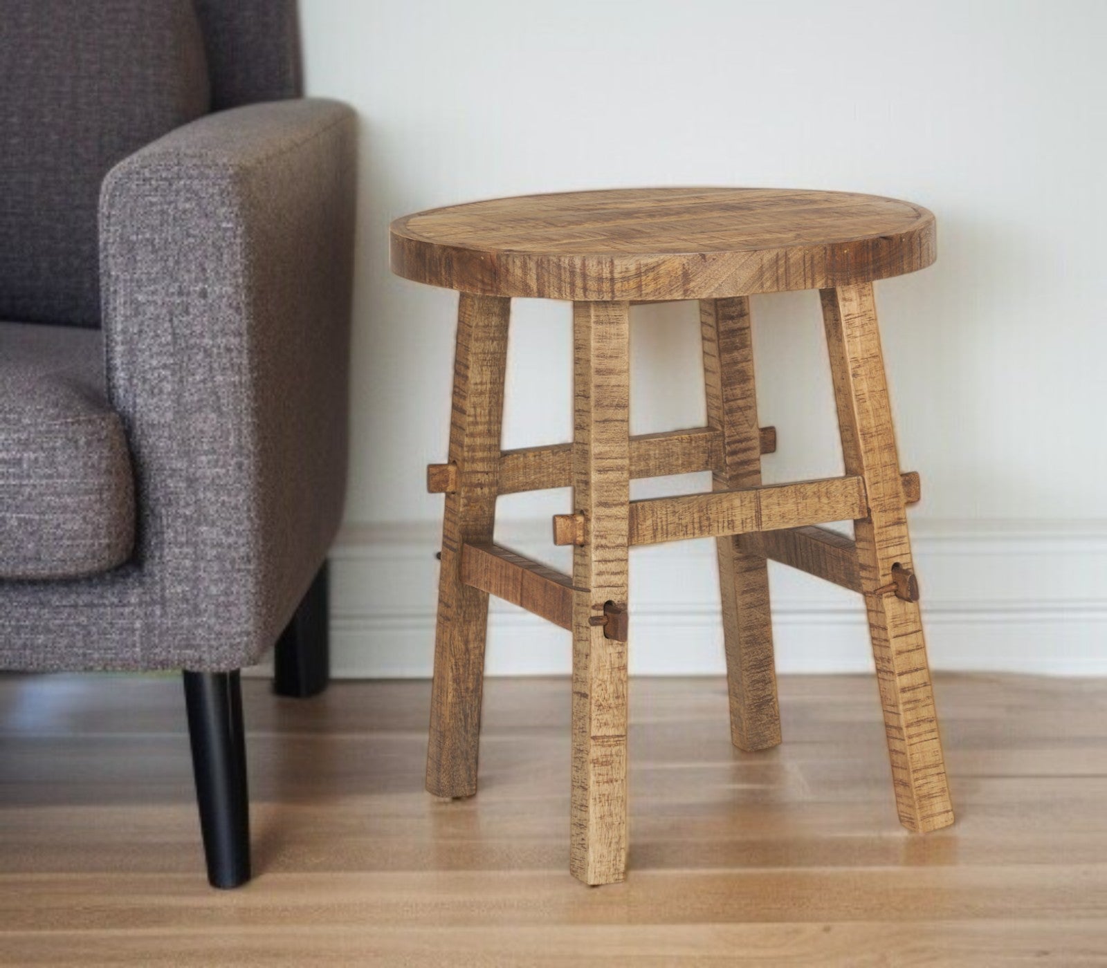 23'' Brown Distressed Solid Wood End Table