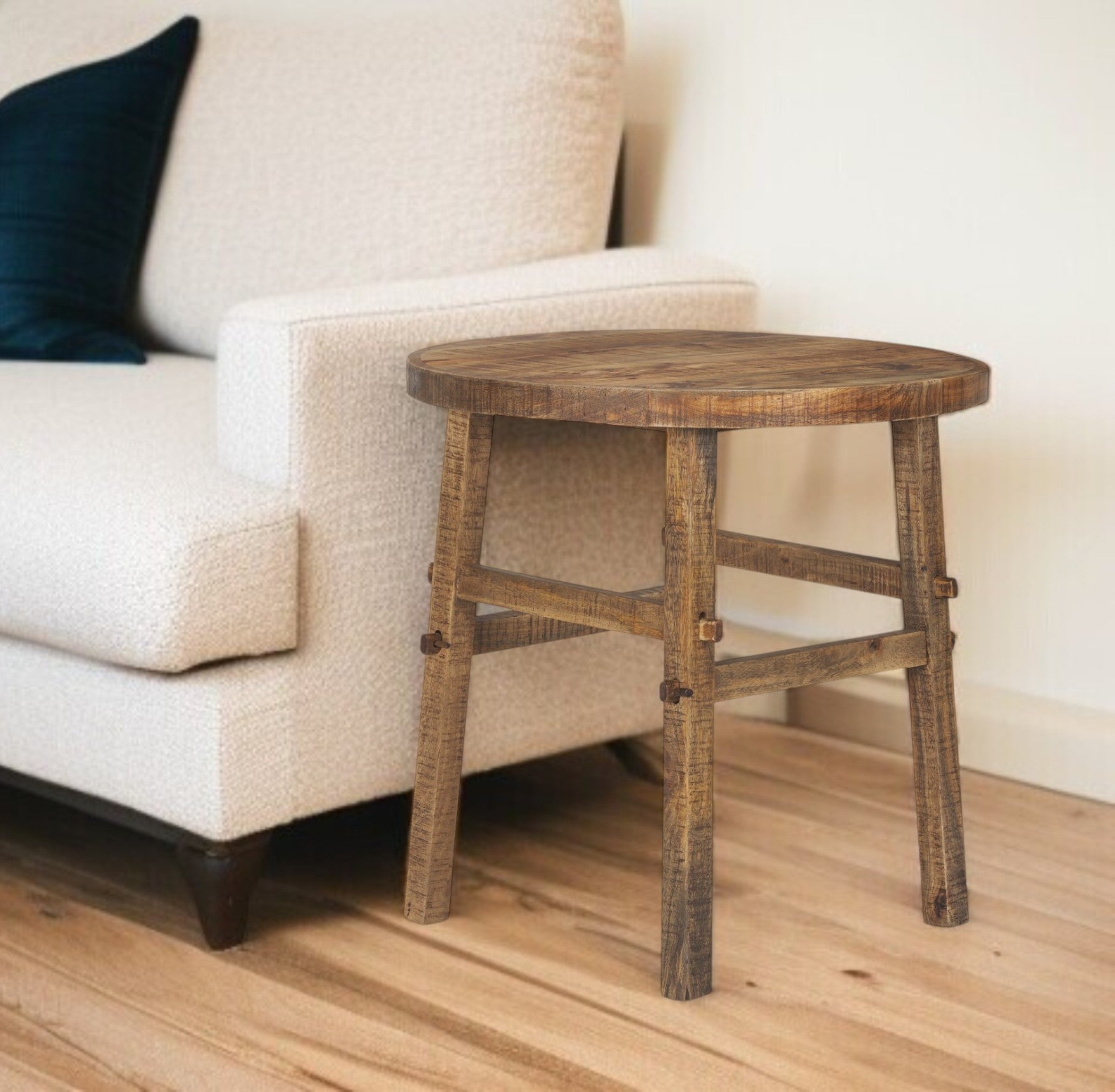 26'' Brown Distressed Solid Wood End Table