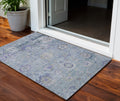 3' X 5' Sky Blue Purple And Gray Floral Washable Indoor Outdoor Area Rug