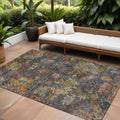 10' X 14' Gray Green And Terra Cotta Floral Washable Indoor Outdoor Area Rug