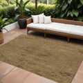 8' X 10' Brown And Tan Floral Washable Indoor Outdoor Area Rug