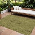 10' X 14' Olive Green And Brown Floral Washable Indoor Outdoor Area Rug