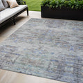 5' X 8' Taupe Blue And Green Abstract Washable Indoor Outdoor Area Rug