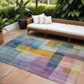 10' X 14' Blue Green And Purple Abstract Washable Indoor Outdoor Area Rug