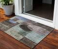 3' X 5' Brown Blue And Green Geometric Washable Indoor Outdoor Area Rug
