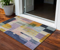 3' X 5' Plum Purple And Copper Abstract Washable Indoor Outdoor Area Rug