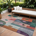 8' X 10' Orange Purple And Green Geometric Washable Indoor Outdoor Area Rug