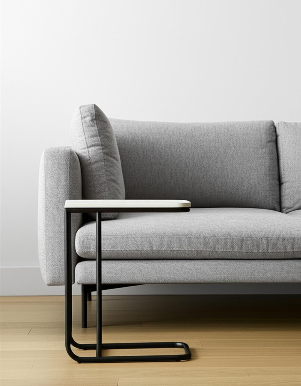 23'' Black And White Marble and Metal C Table End Table