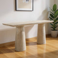 72 Natural Solid Wood Distressed Double Pedestal Console Table