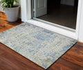 3' X 5' Blue Gray And Green Abstract Washable Indoor Outdoor Area Rug
