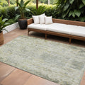 9' X 12' Sage Charcoal And Ivory Abstract Washable Indoor Outdoor Area Rug