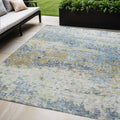 5' X 8' Blue Green And Ivory Abstract Washable Indoor Outdoor Area Rug
