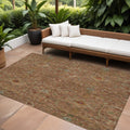 9' X 12' Brown Red And Green Floral Washable Indoor Outdoor Area Rug
