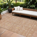 9' X 12' Coral And Ivory Floral Washable Indoor Outdoor Area Rug