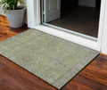 3' X 5' Artichoke Green And Gray Oriental Washable Indoor Outdoor Area Rug