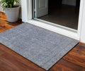 3' X 5' Denim Blue And Gray Oriental Washable Indoor Outdoor Area Rug