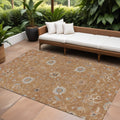 10' X 14' Copper Ivory And Black Floral Washable Indoor Outdoor Area Rug