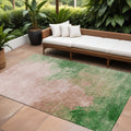 10' X 14' Pink And Green Abstract Washable Indoor Outdoor Area Rug